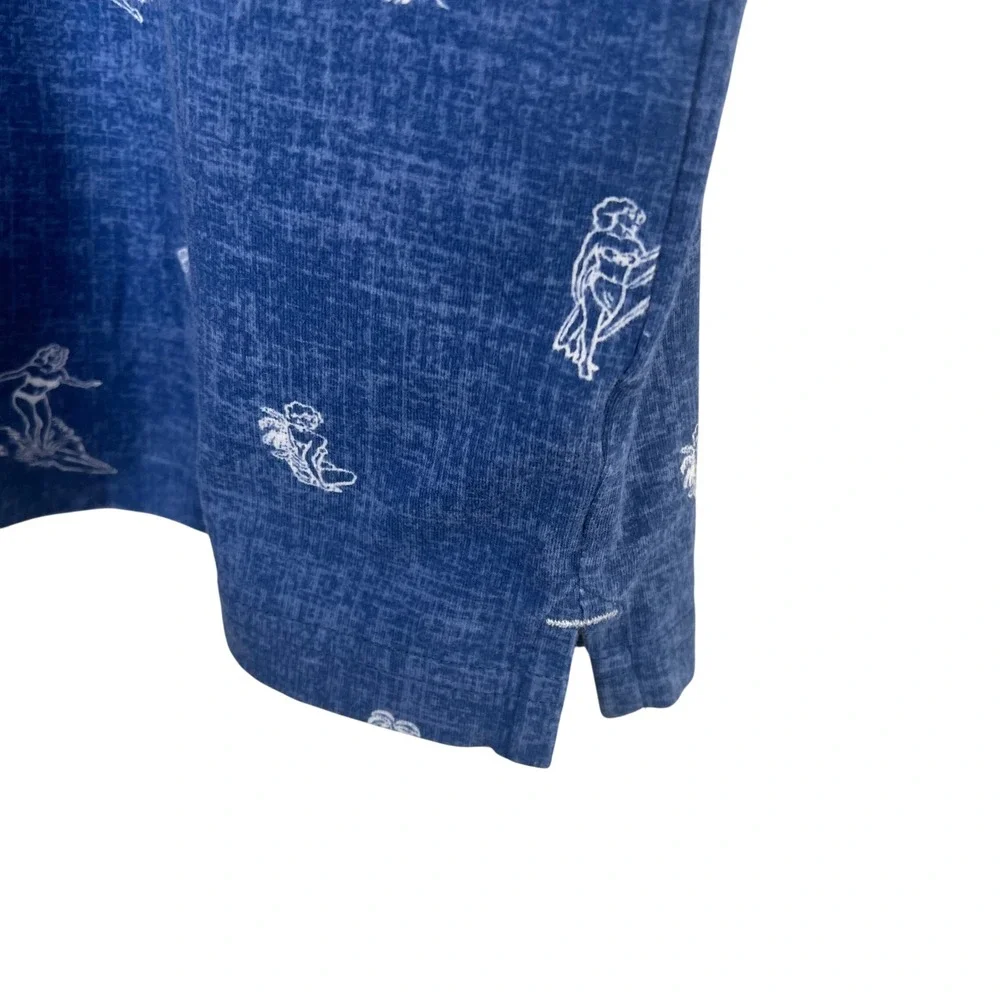 Johnnie-O‎ Hangin Out Buddy Polo Shirt Mens XL Oceanside Blue Hula Girl Kapalua